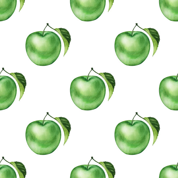 水彩无缝花卉图案与苹果水果手绘装饰背景。印刷纺织品，布料，墙纸，剪贴簿图片下载