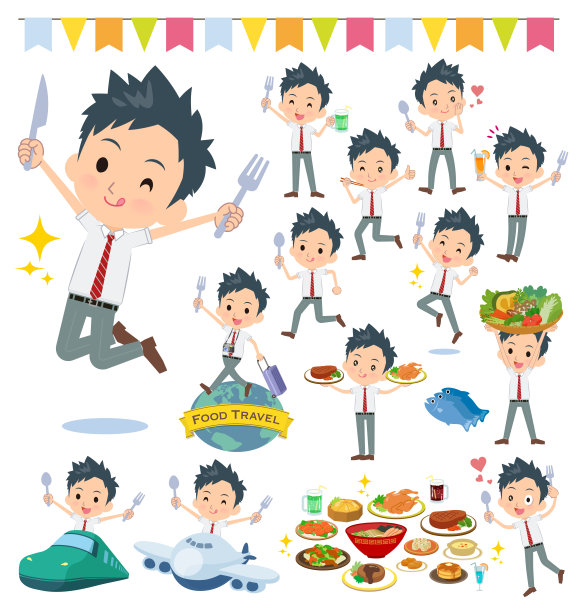 学校男孩白色衬衫领带夏季食品节图片下载