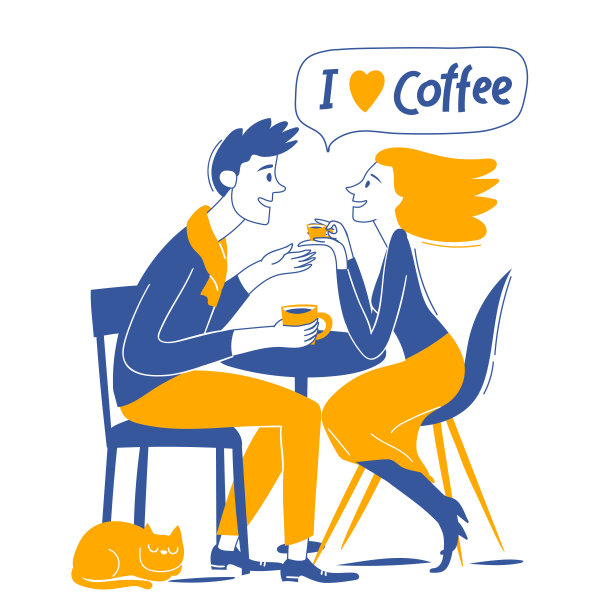我爱咖啡激励向量卡夫妇在爱情和咖啡图片下载