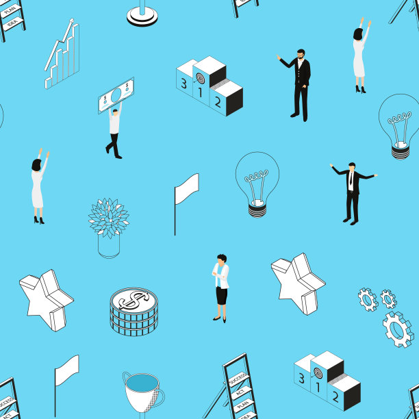 商业成功概念无缝模式背景。向量图片下载