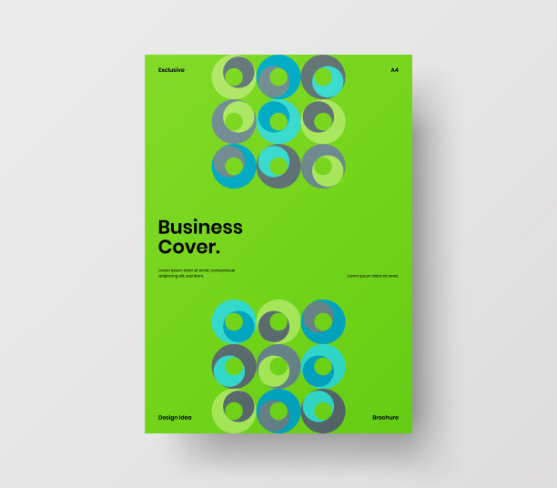 惊人的业务表示向量A4垂直方向的首页模拟。现代企业报表封面抽象几何插图设计布局。公司身份手册模板。图片下载