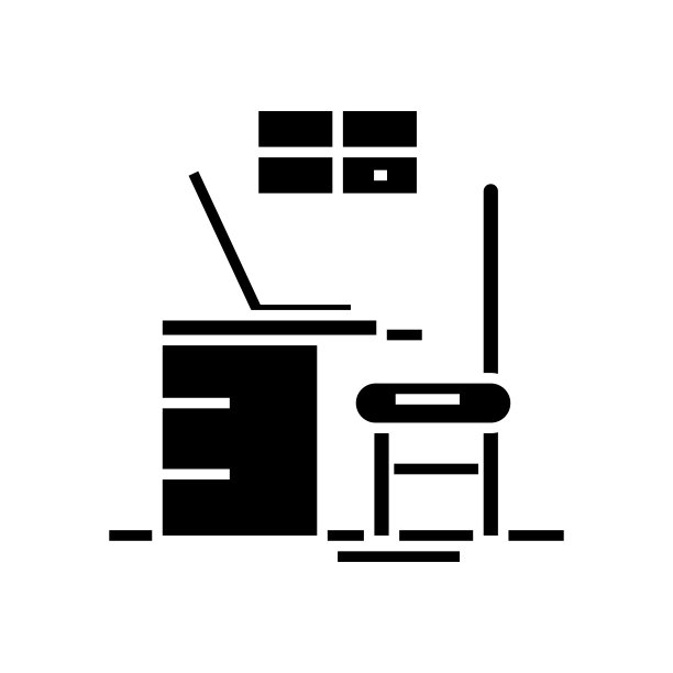 办公室视图黑色图标，概念插图，矢量平面符号，象形符号图片下载