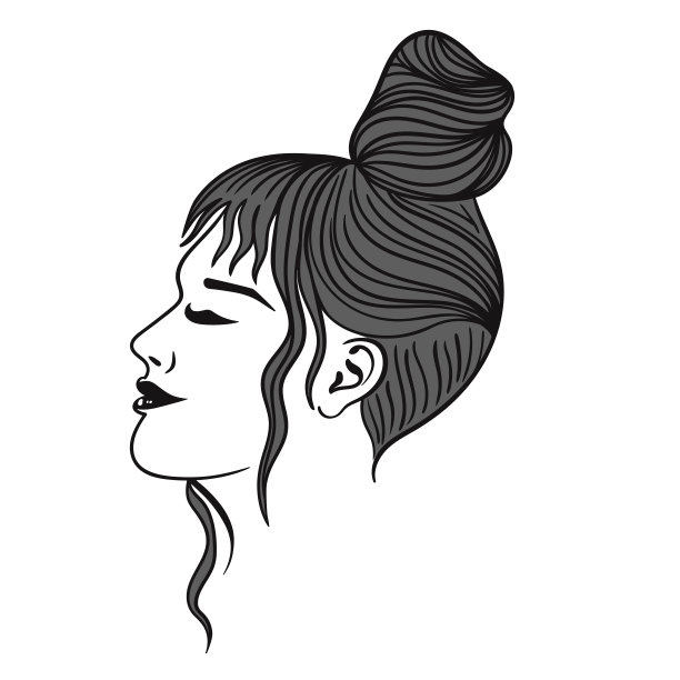 女性发型凹凸灰色孤立在白色背景。矢量图形。图片下载