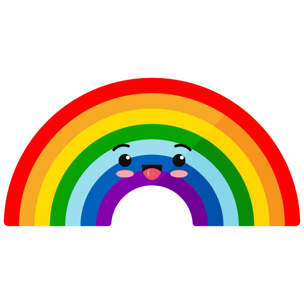 彩虹微笑表情符号矢量图标孤立在白色背景。图片下载