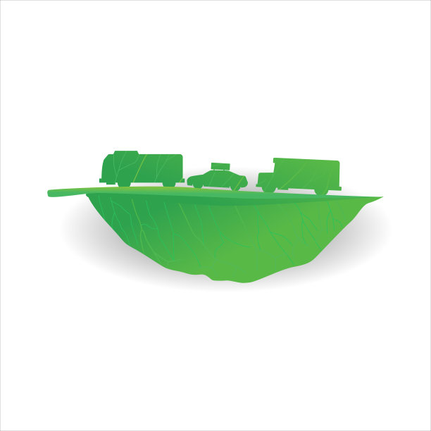 绿色环保的交通理念抽象树叶形成大众交通，校车，出租车和公交车干净简单的设计矢量插图图片下载