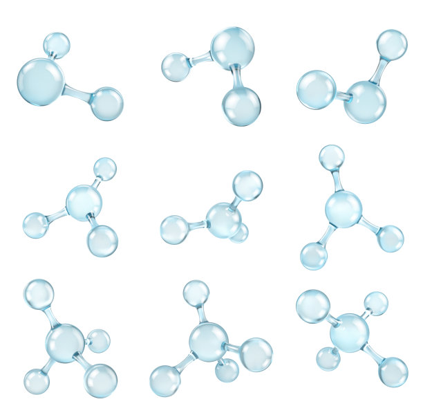 玻璃透明分子模型。反射和折射抽象的分子形状孤立在透明的背景上。矢量图图片下载