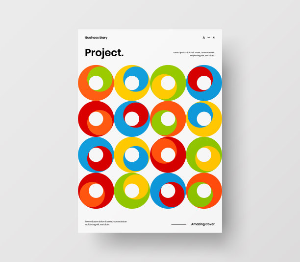 惊人的业务表示向量A4垂直方向的首页模拟。现代企业报表封面抽象几何插图设计布局。公司身份手册模板。图片下载