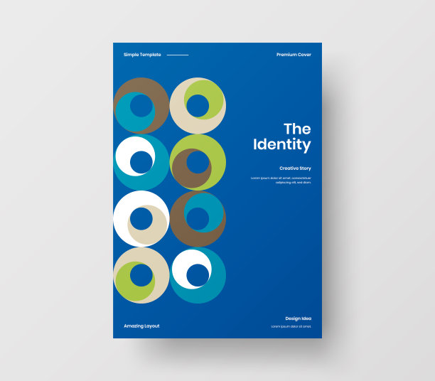 惊人的业务表示向量A4垂直方向的首页模拟。现代企业报表封面抽象几何插图设计布局。公司身份手册模板。图片下载