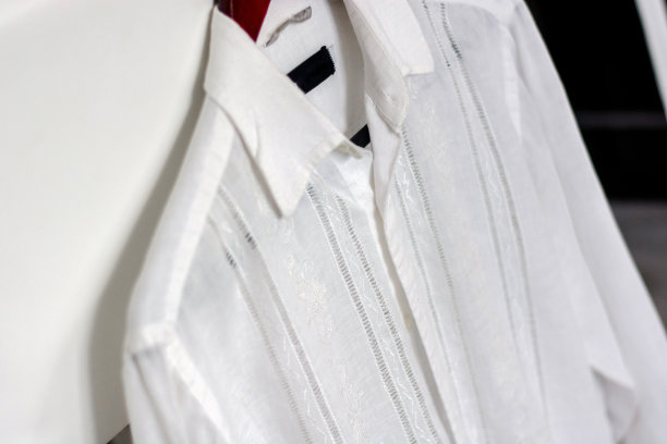 白色衬衫上的棕色trempel特写。图片下载