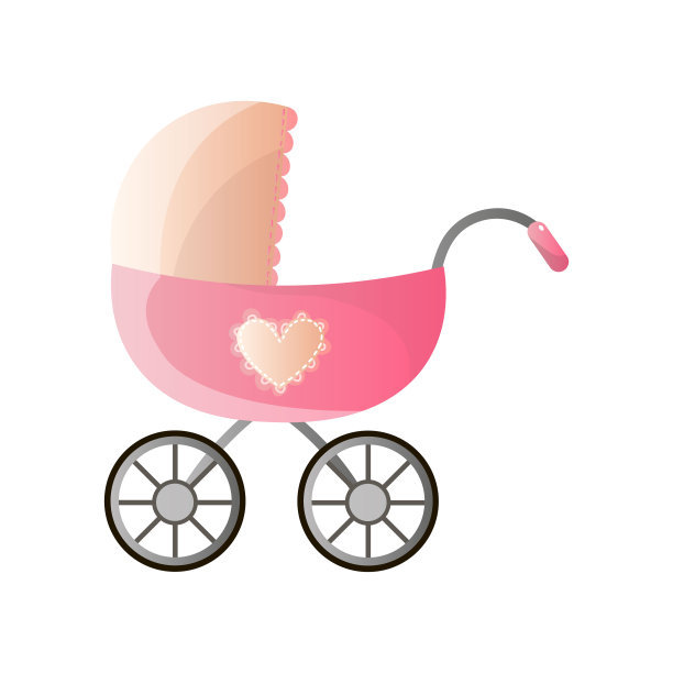 大的粉红色婴儿婴儿车，有侧装饰图片下载