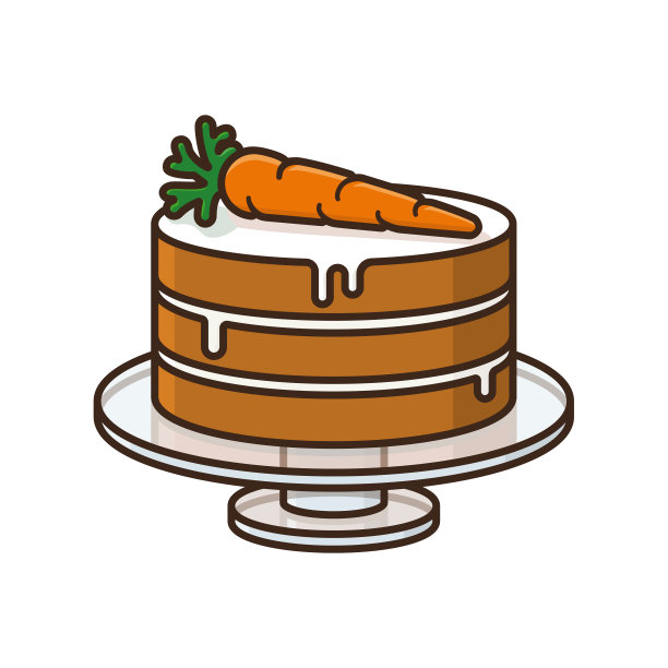 胡萝卜蛋糕孤立的颜色矢量插图图片下载