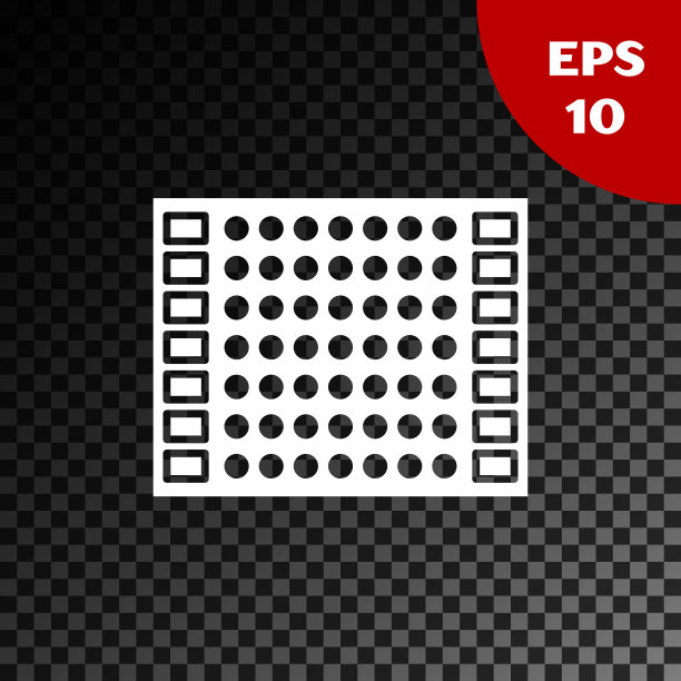 白色印刷电路板PCB图标隔离在透明的黑色背景上。矢量图图片下载