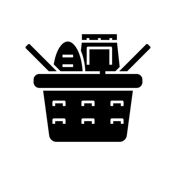 产品篮子黑色图标，概念插图，矢量扁平符号，字形标志图片下载