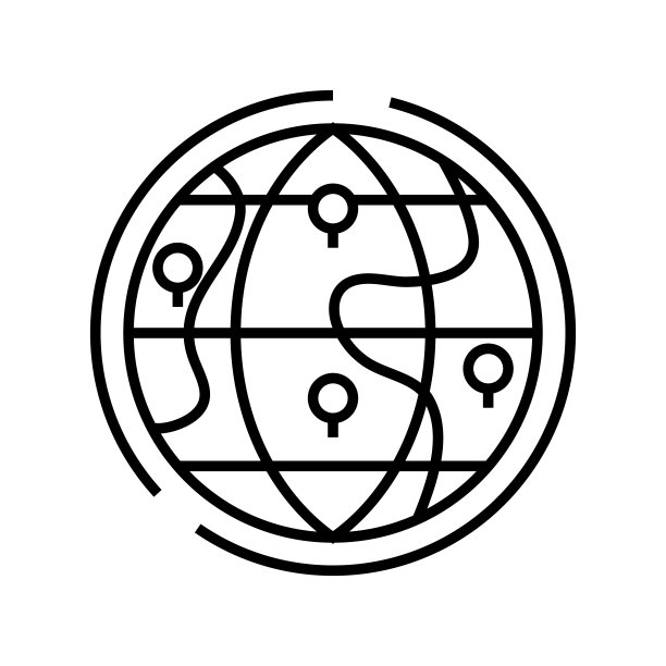 世界地点线性图标概念符号矢量图图片下载