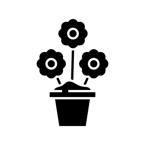 盆花黑色图标，概念插图，矢量平面符号，象形符号图片下载