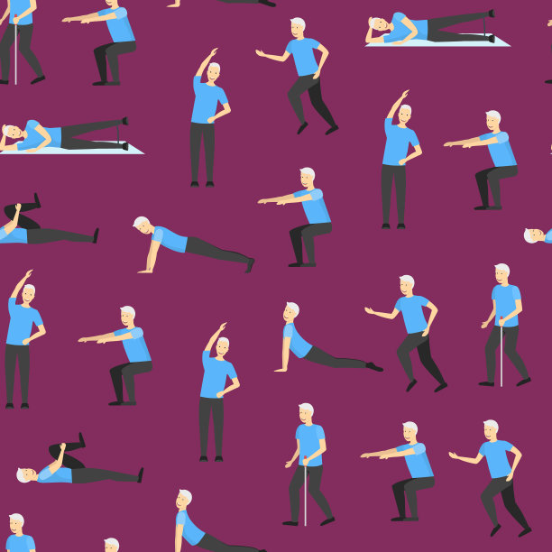 卡通色彩高级男性角色无缝图案背景练习。向量图片下载