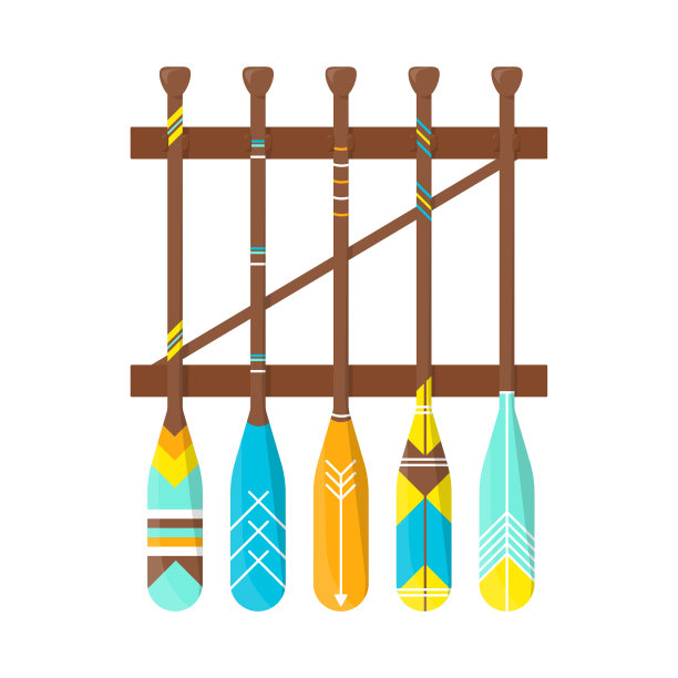 一套木材矢量橡木船。图片下载