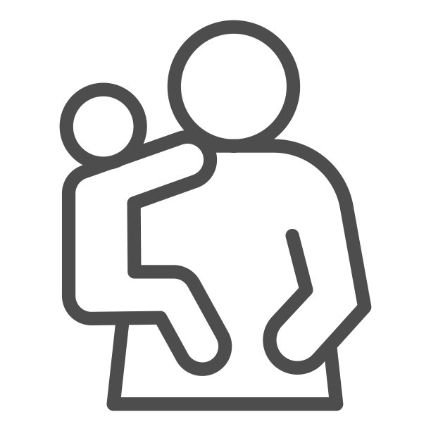 母子线图标。妈妈和孩子，女人抱着孩子的象征，轮廓风格的象形文字在白色的背景。手机概念或网页设计的关系标志。矢量图形。图片下载