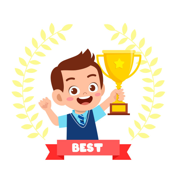 快乐可爱的小男孩成为赢家图片下载