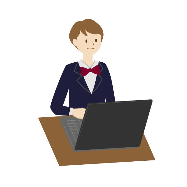 一个女学生使用笔记本电脑的插图图片下载