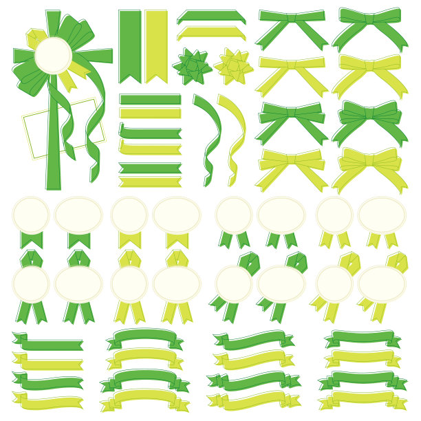 变化套绿色和黄色丝带绿色线柔和的颜色图片下载