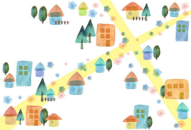 小镇的水彩画图片下载