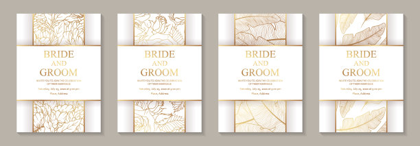 一套现代豪华婚礼邀请设计或名片模板的商务或演示或问候。图片下载
