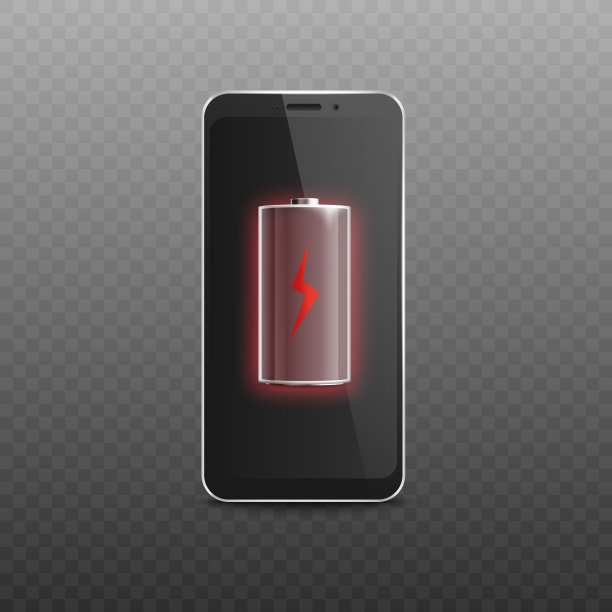手机与低能量蓄能器现实矢量插图孤立。图片下载