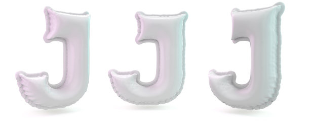 大写字母j。充气白色气球的背景。3 d图片下载