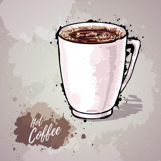 手绘插图的一杯咖啡或热巧克力图片下载