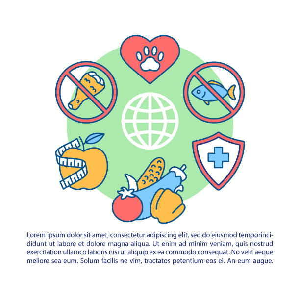 健康的生活方式文章页向量模板。素食营养手册，杂志，小册子设计元素与线性图标和文本框。印刷设计。带有文本空间的概念插图图片下载