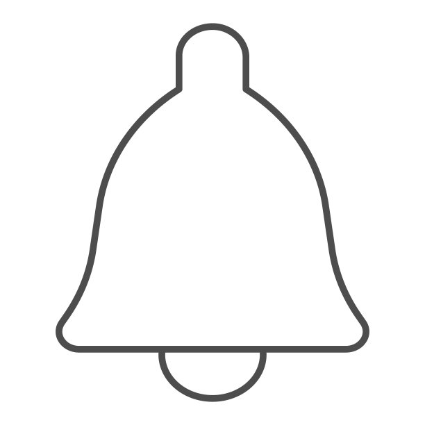 警铃细线图标。报警信息或通知声音符号，轮廓风格的象形文字上的白色背景。多媒体项目标志的移动概念和网页设计。矢量图形。图片下载