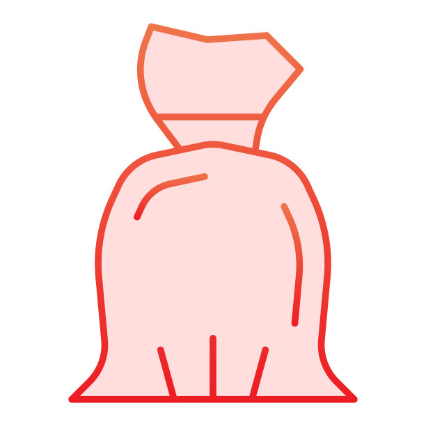 垃圾包平面图标。袋子用于废物分类，包装用于垃圾。塑料制品设计理念，白色背景上象形渐变风格。矢量图形。图片下载