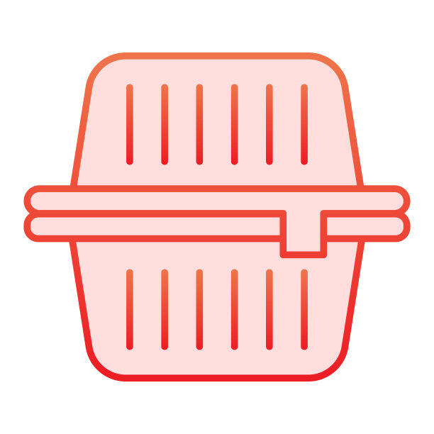 食物盒的平面图标。厨具保鲜容器、饭桶。塑料制品设计理念，白色背景上象形渐变风格。矢量图形。图片下载