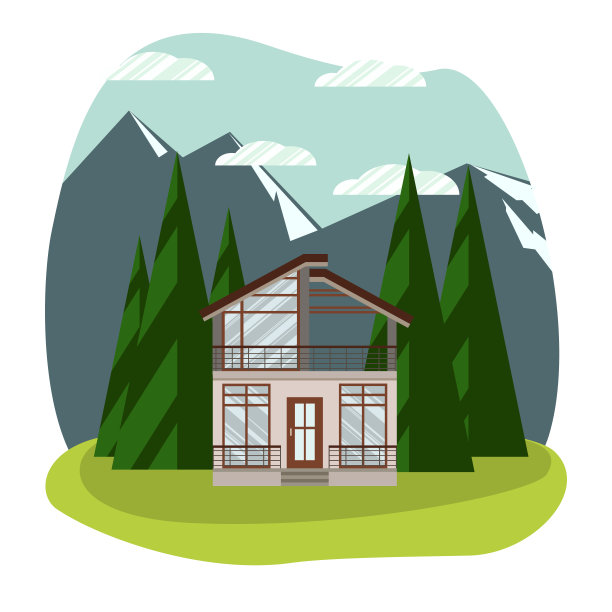 现代小屋小屋和山的背景图片下载