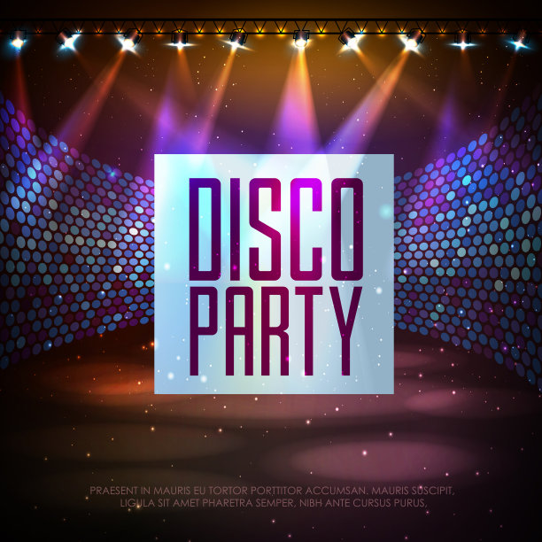 迪斯科球背景与聚光灯。Nidht俱乐部的背景图片下载