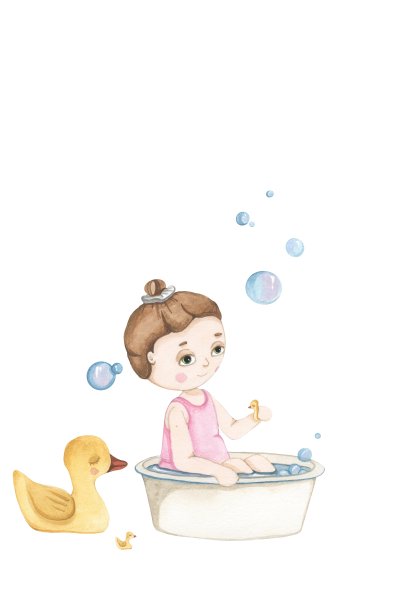 可爱的小女孩娃娃在白色的平面背景图片下载