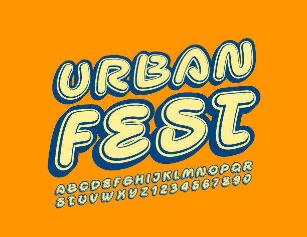 向量明亮标志城市Fest。现代字母和数字图片下载