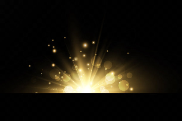 白色发光的光在透明的背景上爆炸。雷。透明的阳光，明亮的闪光。特殊镜头光晕效果。图片下载