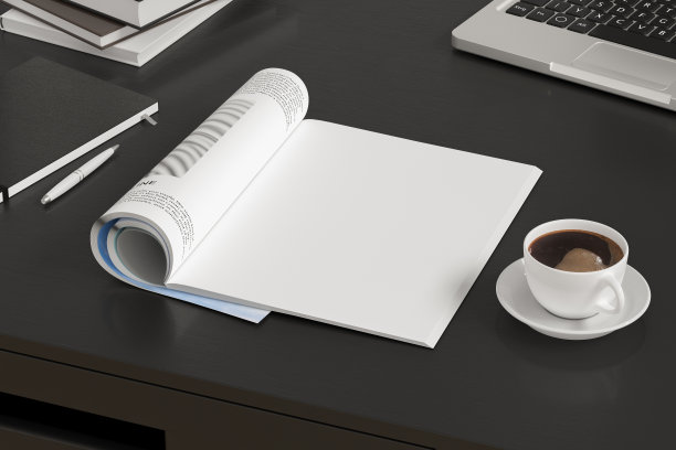 空白的杂志页面。有杂志模型的工作空间图片下载