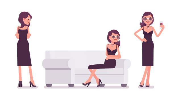 迷人的女孩站着，坐着图片下载