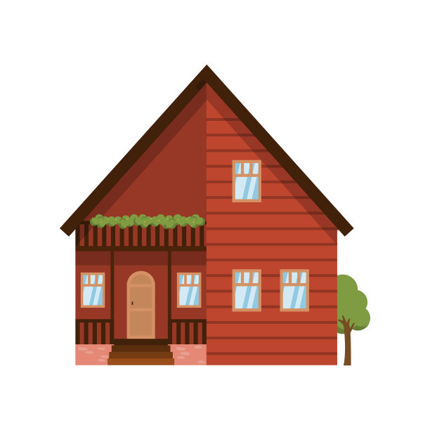 木质的现代两层住宅孤立在白色背景上图片下载