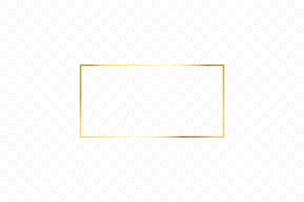 黄金闪亮发光的古董框架孤立在透明的背景。黄金豪华逼真的矩形边框。矢量图图片下载