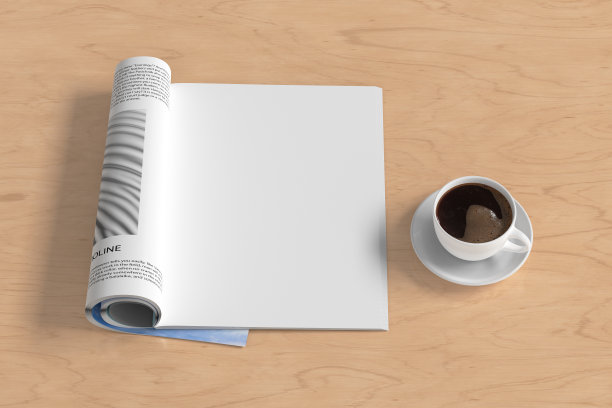 空白的杂志页面。有杂志模型的工作空间图片下载