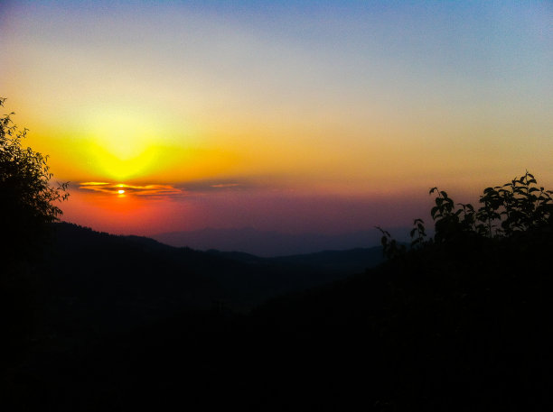 令人惊叹的彩色黄昏日落景观图片下载