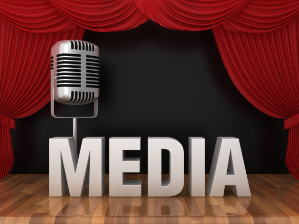 麦克风与媒体字- 3D渲染图片下载