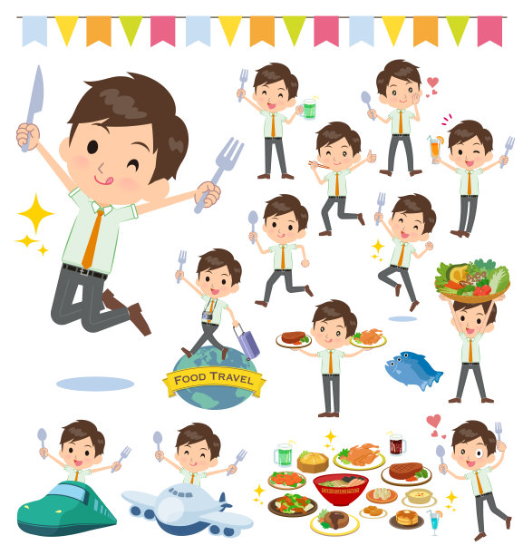 学校男孩淡绿色衬衫夏季食品节图片下载