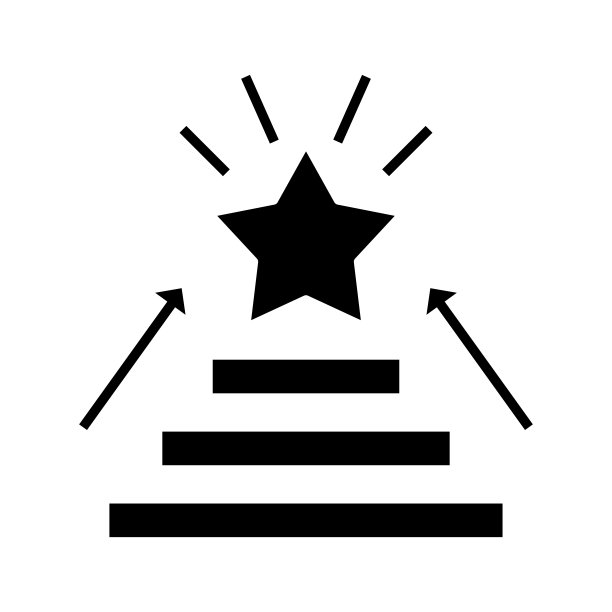 星星升起的黑色图标，概念插图，矢量平面符号，象形符号图片下载