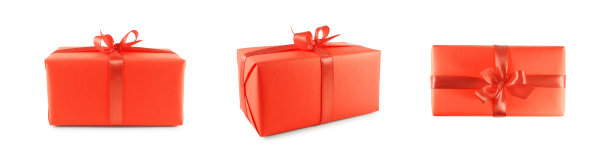 孤立的红色礼品盒图片下载