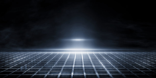 3D渲染湿沥青，霓虹灯的反射，探照灯，烟雾。抽象的光在黑暗的空街道与烟，烟雾。黑暗的背景场景，空旷的街道，夜景，夜晚的城市。图片下载